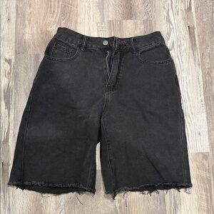 Black Denim Frayed Hem Women’s Shorts